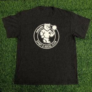 Grey Asheville Sports and Social Club Bear Graphic Tee